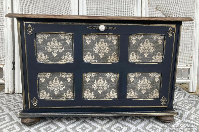 Special, unique, rustic shoe cabinet, chest of drawers, with porcelain handles