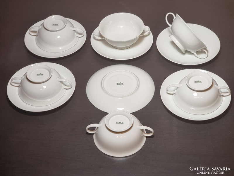 Rosenthal German bone-white porcelain, 6-person soup set, with bottom, around the middle of the 20th century