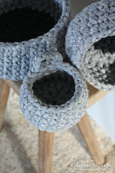 Crocheted containers, baskets, set of 3 - beautiful, flawless