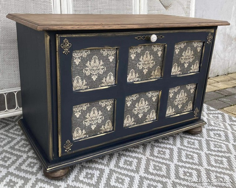 Special, unique, rustic shoe cabinet, chest of drawers, with porcelain handles