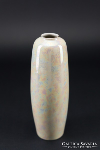 Hollóháza porcelain vase, eosinized, marked, numbered.