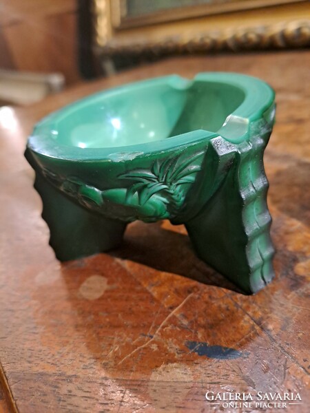Retro malachite glass elephant ashtray