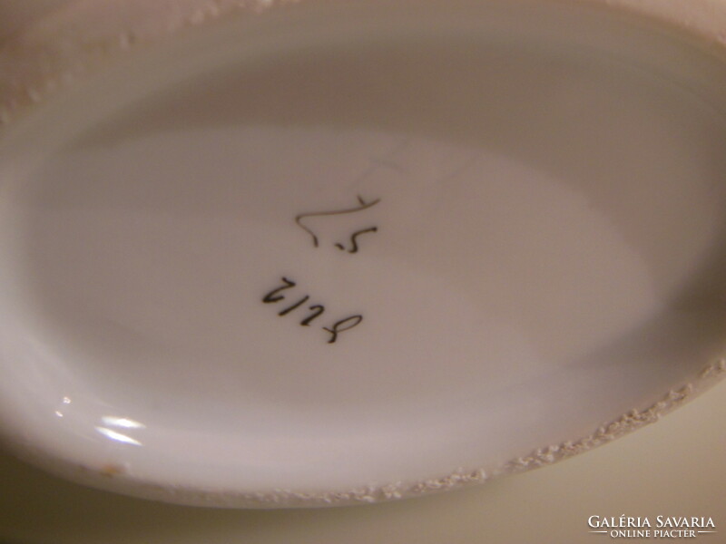 Sauce bowl + plate - numbered - 23 x 15 x 3 cm - 19 x 10 x 9 cm - porcelain - old - flawless