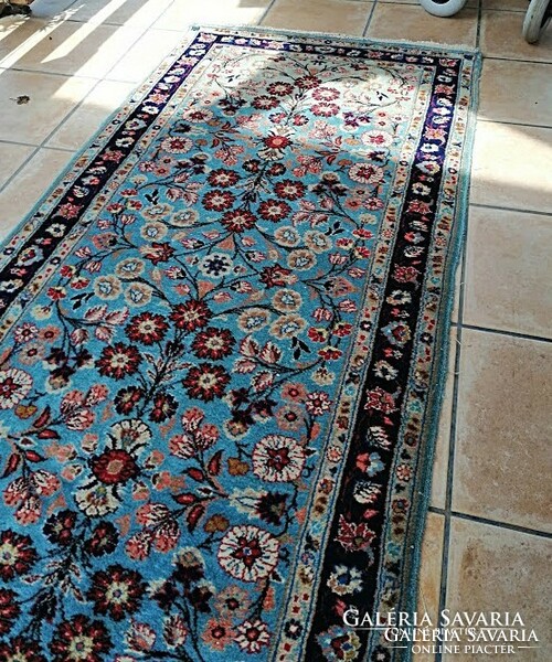 Kék, iráni abrash kézi , szőnyeg különlegesség! 90 x 200 cm