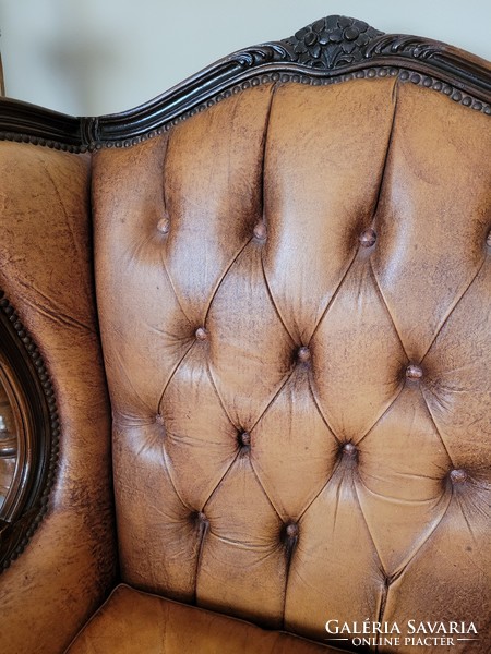 Chesterfield füles bőr fotel 2db