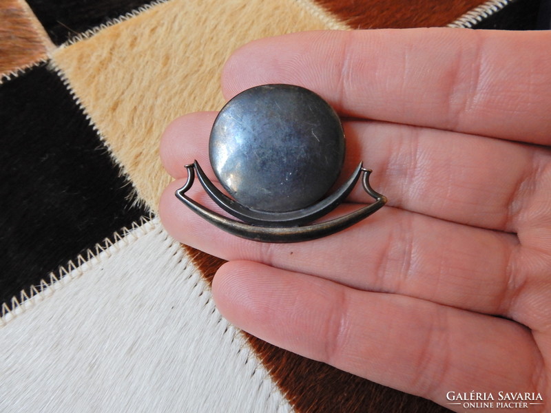 Old special silver brooch-pendant with patinated and gilded surface