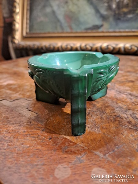 Retro malachite glass elephant ashtray