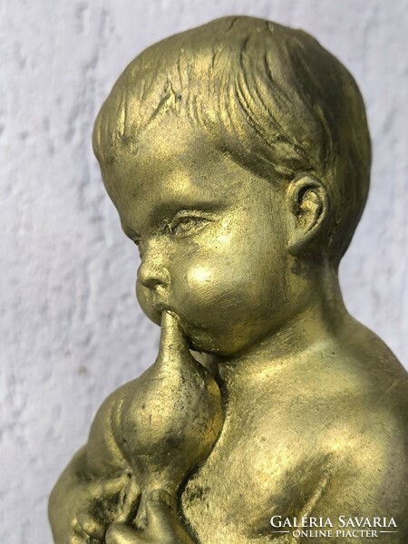 Ceramic musical angel putto statue, angel cub! Charming, beautiful! Video too!