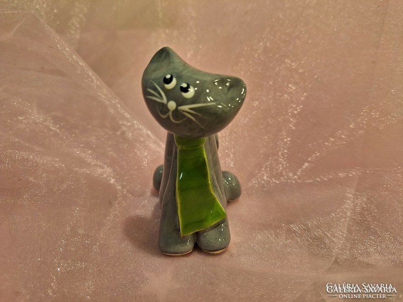 Charming ceramic cat with a tie