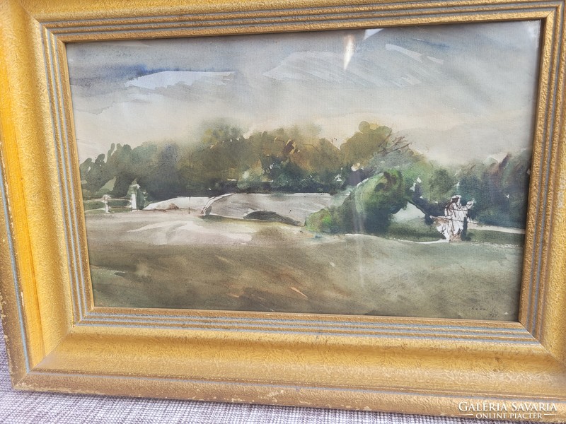 Ignác Kokas (1926 - 2009): landscape watercolor with gallery label!