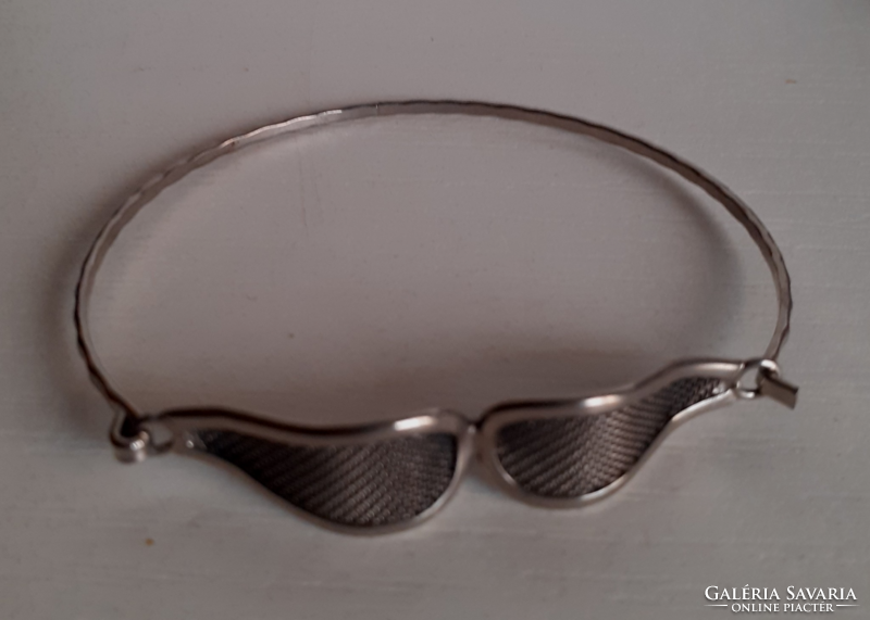 Old silver-plated steel filigree bracelet bangle