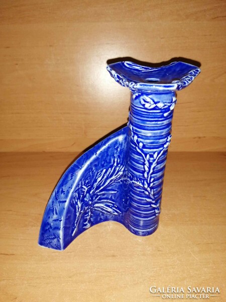Blue glazed ceramic candle holder 16 cm (26/d)