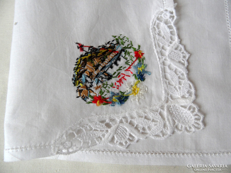 Hand-embroidered lace handkerchief from Tyrol