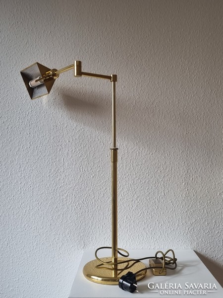 Vintage német (Holtkötter), nagyméretű réz asztali lámpa, állítási lehetőségekkel