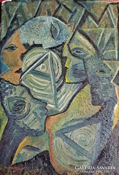 Romanian painter: maxy, faces, figures. Oil, cardboard. Size: 21x30 cm. Without frame.