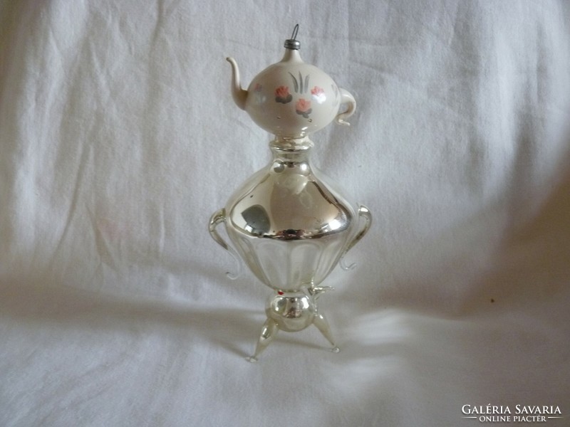 Old glass Christmas tree decoration - samovar + teapot!