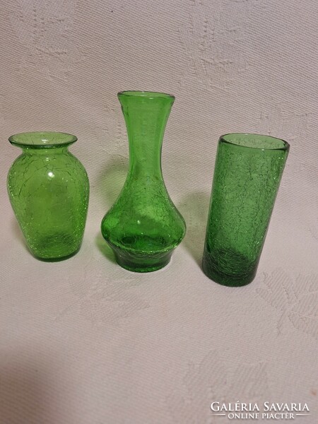 Különleges zöld színű repesztett Karcagi üveg vàzàk KÜLÖN IS MEGVÀSÁROLHATÓAK !
