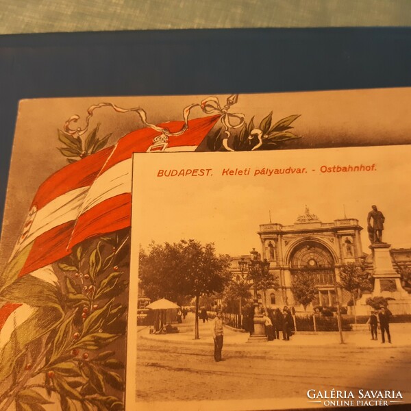 1916-s forgalomban volt Budapest Keleti Pályaudvar ritka képeslap