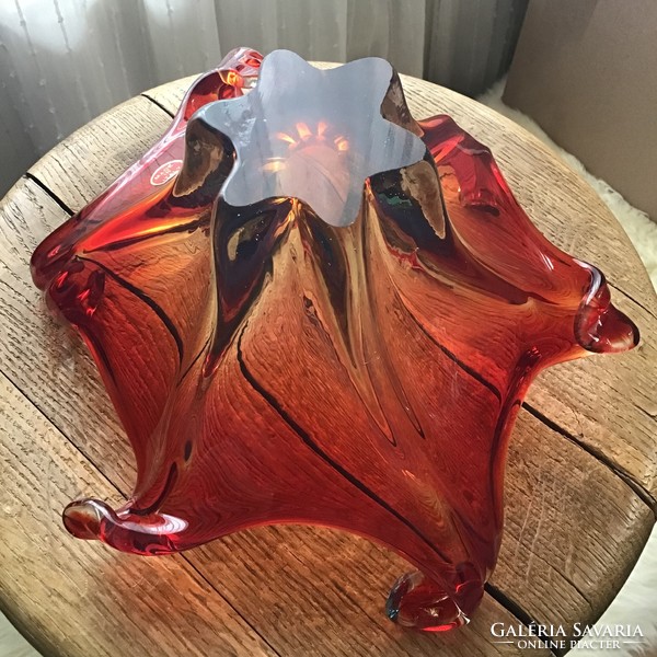 Régi kézműves Muránói kristály üveg tál