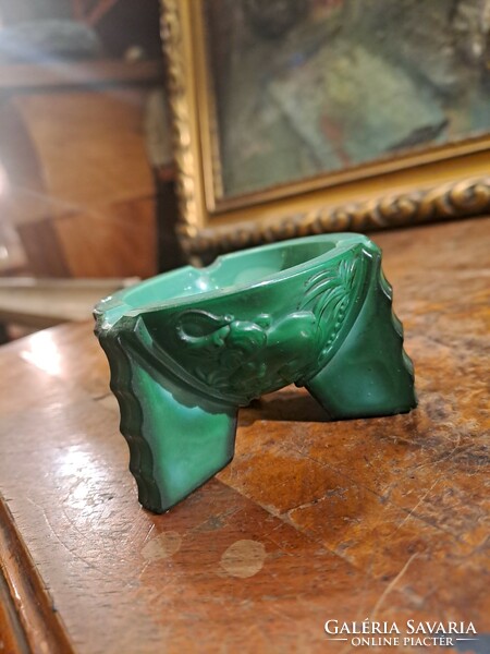 Retro malachite glass elephant ashtray