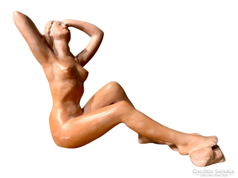 Gallery terracotta nude statue (2.) by sculptor Gyula Nyírő (1924-2005)