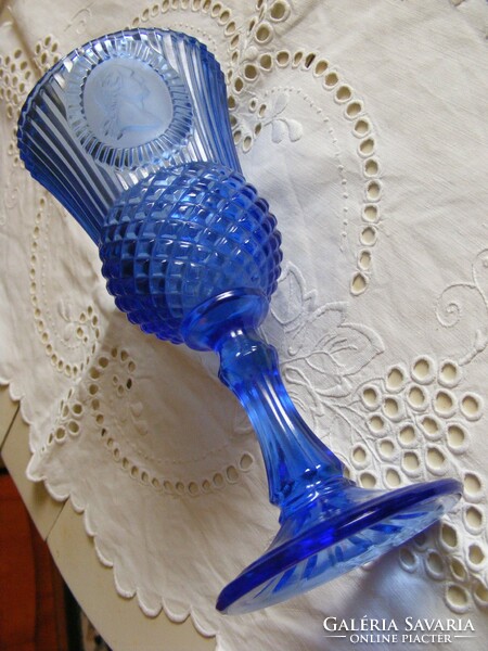 Kék üveg váza, mécsestartó