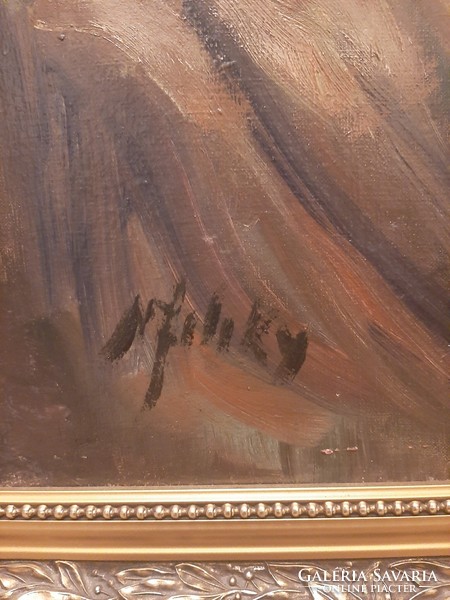 Női akt festmény nagyméretű olaj , vászon , szignózott  1900-as évek közepe