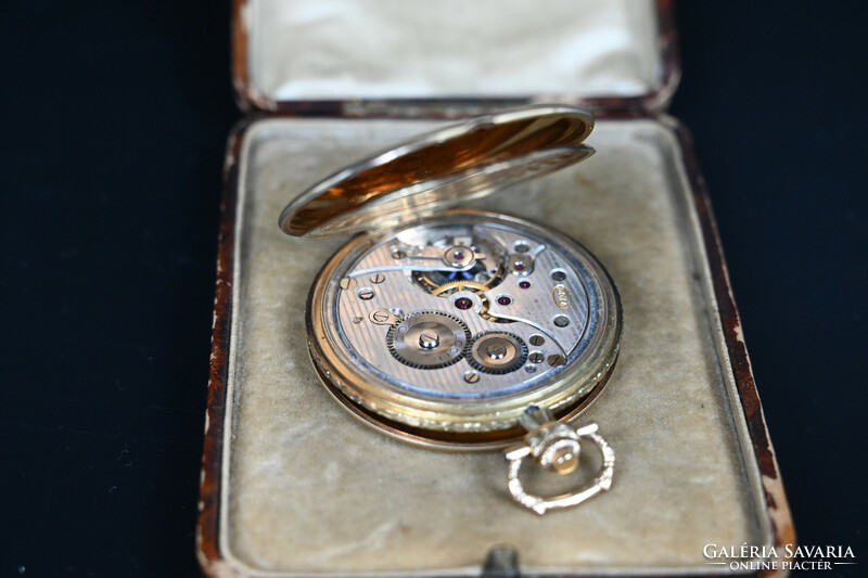 14K doxa double case gold pocket watch, with original box