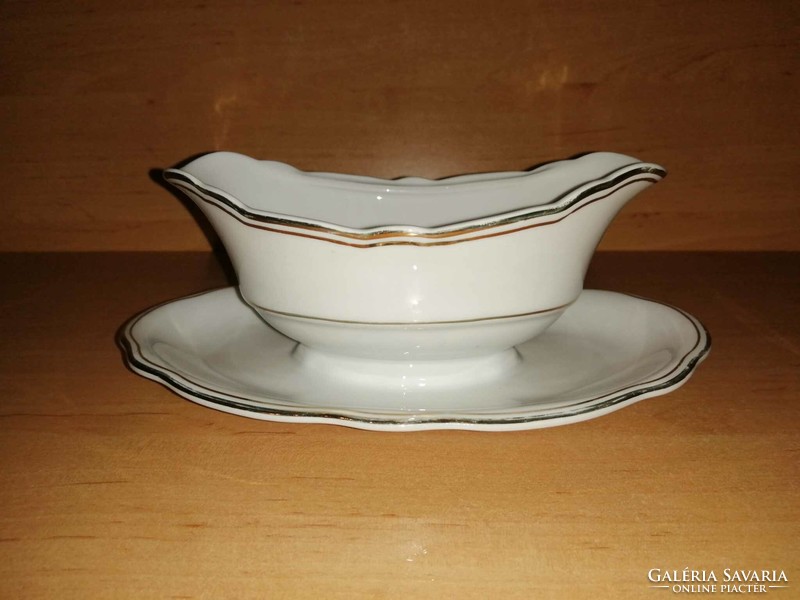 Antik Zsolnay porcelán saucière, szószos, mártásos csésze, tál (24/d-1)