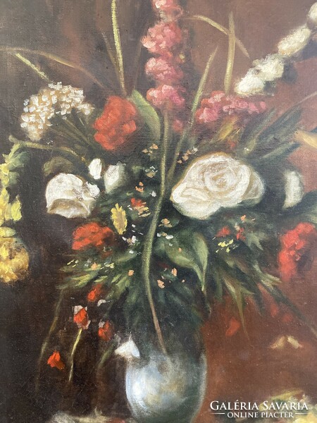 Virágcsendélet olaj-vászon festmény 60x80
