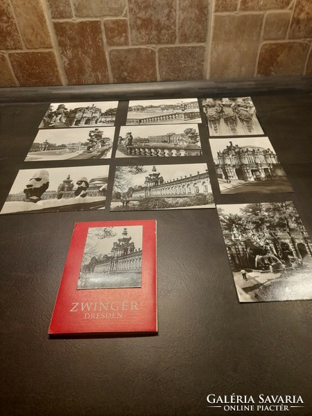 Drezdai Zwinger 9 db fekete-fehér képeslap egyben