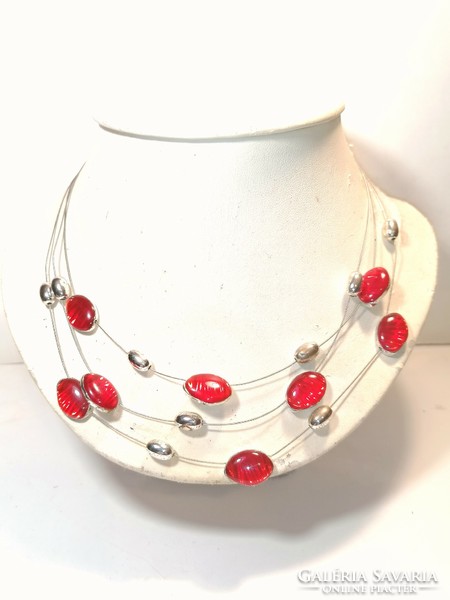 Red fire enamel necklace (468)