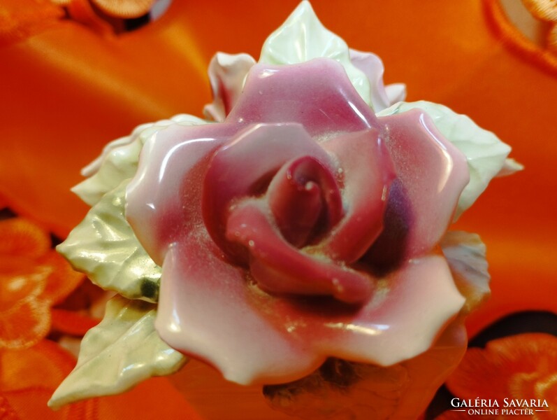 English porcelain basket with hand-shaped roses