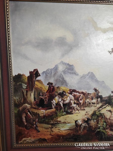 Alpesi hegyi pihenő ,festmény