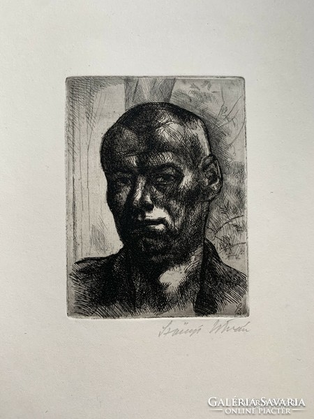 István Szőnyi (1894-1960) etching entitled Self-portrait /12x9 cm/
