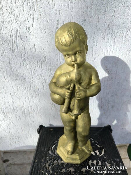 Ceramic musical angel putto statue, angel cub! Charming, beautiful! Video too!