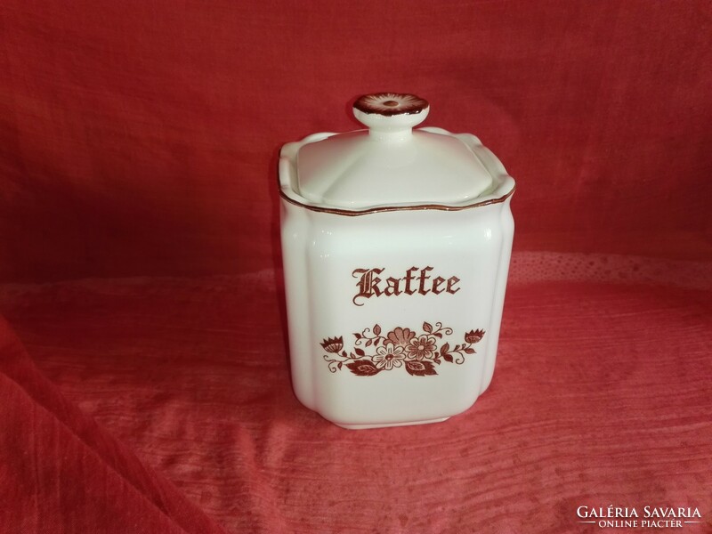 Porcelain coffee holder with lid.