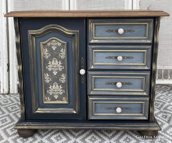 Practical, rustic unique chest of drawers with porcelain handles