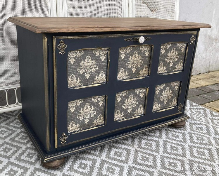 Special, unique, rustic shoe cabinet, chest of drawers, with porcelain handles