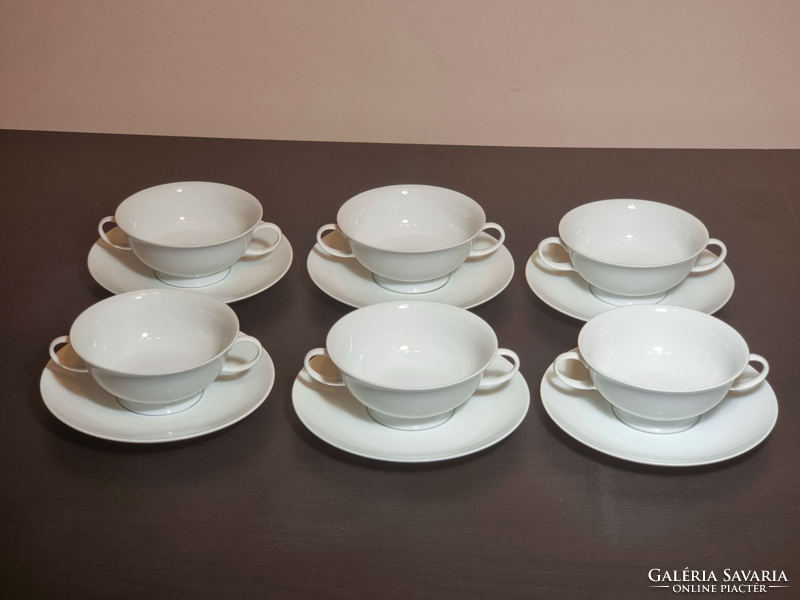 Rosenthal German bone-white porcelain, 6-person soup set, with bottom, around the middle of the 20th century