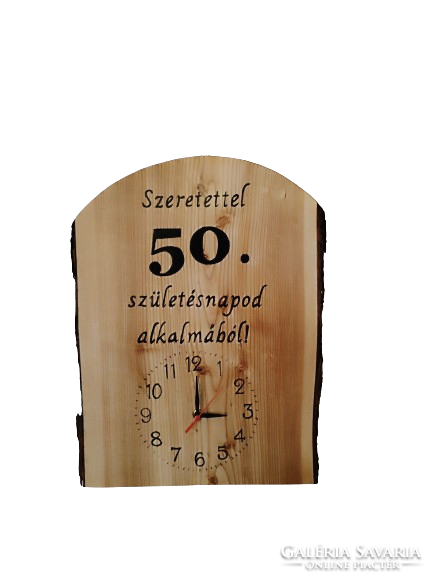 Fából készült falióra 50 születésnap alkalmából