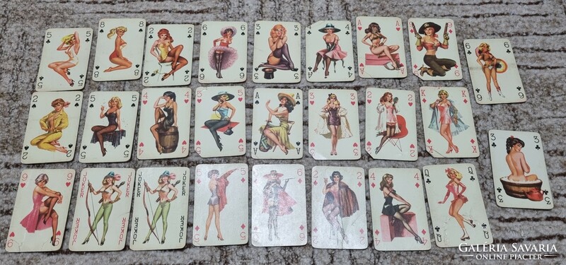 Retro pin up girl 2 decks of drawn cards for incomplete replacement