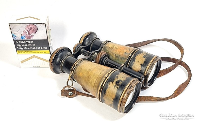 Antique military binoculars with compass / original holder