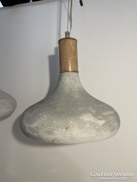 Industrial concrete and wood lamp