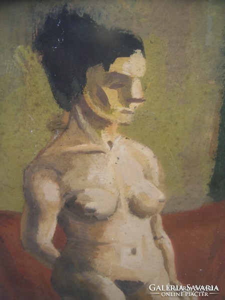 Hungarian painter (Ference Klein?) Xx: first half of the century: cubist nude oil, cardboard 68 x 47 cm glazed