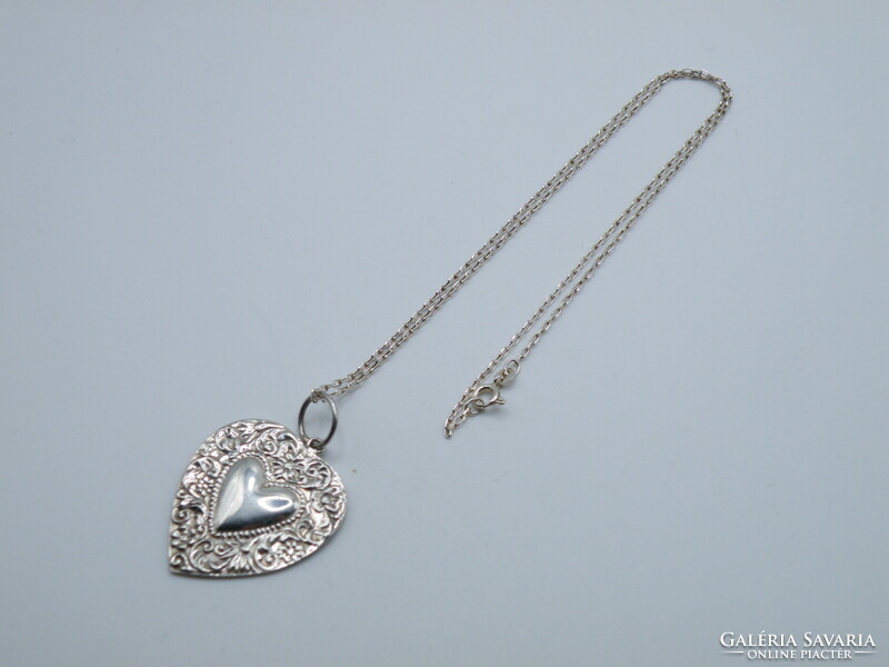 Uk0131 elegant silver necklace large heart shaped pendant 925