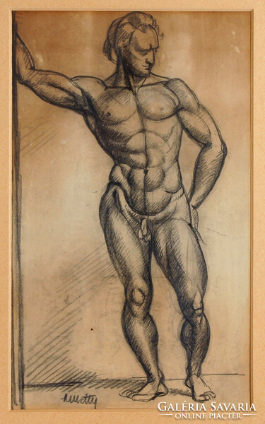 János Kmetty (1889-1975) female and male standing nudes 1910. | Pencil paper 33x20cm