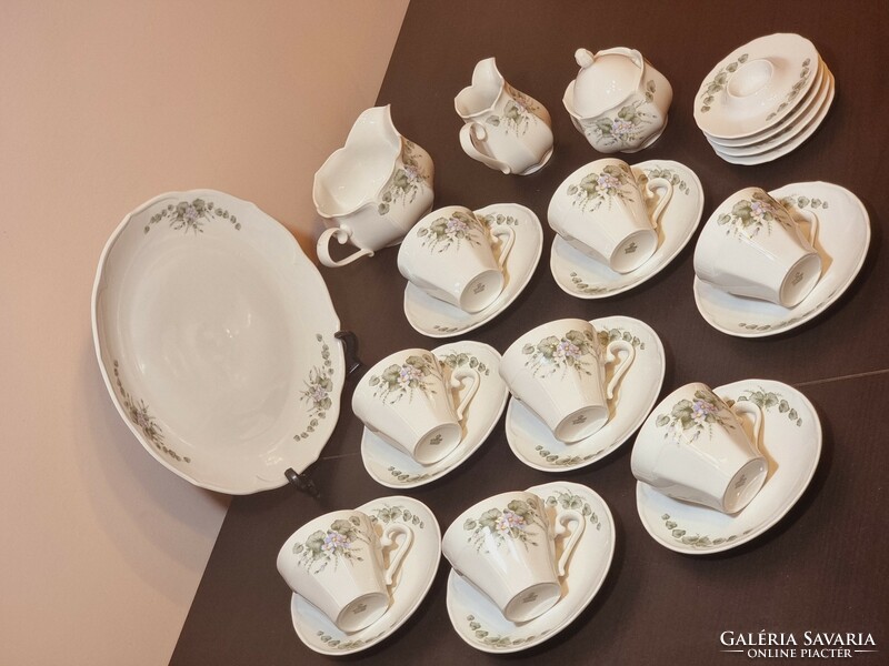 Scherzer Bavarian German porcelain coffee set, with accessories, around the middle of the 20th century.