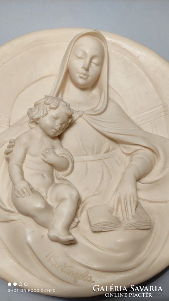 A. Santangela alabaster church religious wall plate wall ornament relief