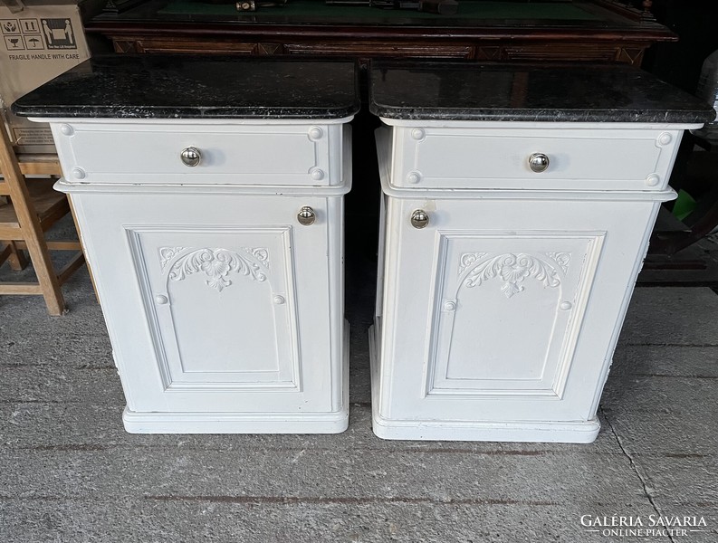 2 marble bedside cabinets